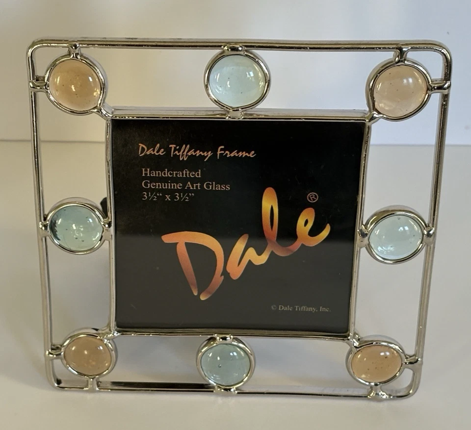 Marco de fotos de vidrio artístico genuino hecho a mano Dale Tiffany - Juego de velas votivas nuevo Foto 4 de 4