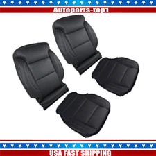 Driver Passenger Bottom Top Leather Seat Cover Blk For 15-19 Silverado 1500 2500