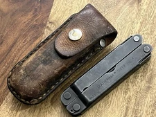 Retired Leatherman Original Super Tool Crimper Black Oxide w/Leather Sheath NICE