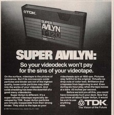 1980 Vintage Print Ad TDK Super Avilyn VHS Videotape So Your Videodeck Won't Pay