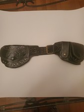 Leather Black Fanny Pack / Utility Belt/ Travel Bag Hip Belt With Pockets