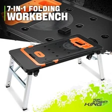Orange 7-In-1 Multifunctioanl Adjustable Foldable 220LB Work Bench w/ 4 Wheels