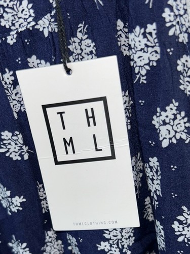 THML Blue Boho Halter Tank Top with Keyhole Back Size XS Sleeveless NWT - Picture 5 of 5