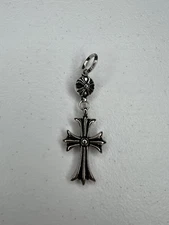 Chrome Hearts Cross 925 Silver Pendant With Ball And Engraved 1996 Polished