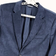 Lands End Corduroy Blazer Jacket Sports Coat Mens 46R Blue Elbow Patches Western