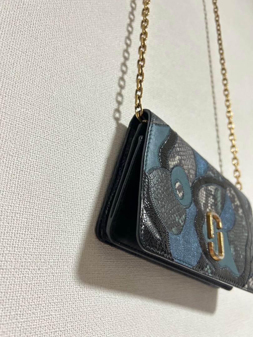 MARC JACOBS Patchwork Chain Wallet Leather Snake … - image 7