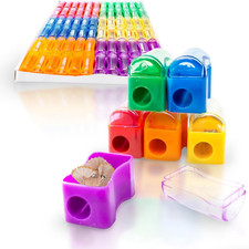 72 Pack Assorted Color Plastic Manual Pencil Sharpeners with Caps   Bulk Classro