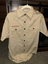 Boy Scout BSA UNIFORM SHIRT Men  s Small Short Sleeve Tan V49