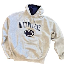 Penn State Nittany Lions Embroidered Gray J America Pullover Hoodie Size XL