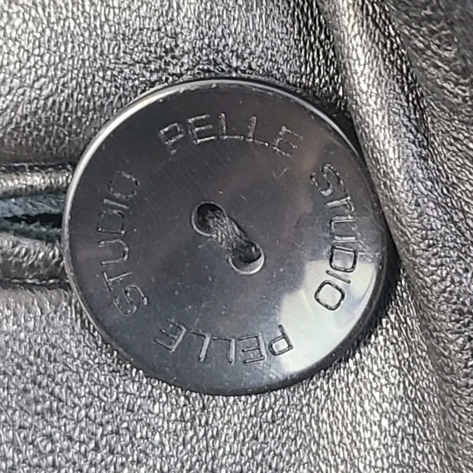 Chaqueta gabardina larga de cuero suave Pelle Studio Wilsons negra forrada con cremallera talla M Foto 3 de 4