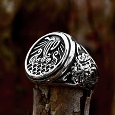 Men's Viking Ship Stainless Steel Signet Ring Nordic Norse Warrior Jewelry