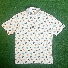 Bad Birdie Men's Core Short Sleeve Golf Polo Crushable Beer Can White Sz L