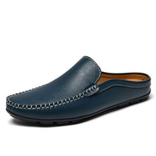 Mens Mules Clog Slippers Breathable Leather Slip on Shoes Casual Loafers