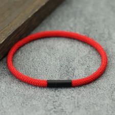 Minimalist Luck Red Rope Bracelet Men Women Grade A 4mm Nylon Cord Black Clasp W