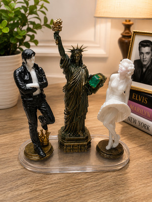 Elvis Presley & Marilyn Monroe mit Freiheitsstatue   echter 10,66 ct Smaragd
