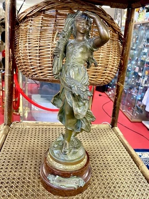 Grande Statuette Régule La Moissonneuse Par Moreau Fin XIX eme Sur Socle 40 Cm - Photo 1/4