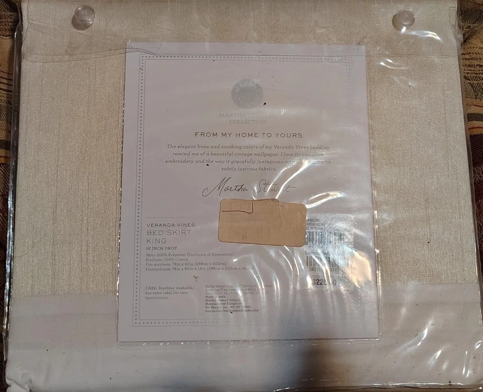 Falda de cama de lujo de la colección Martha Stewart King falda de 18 pulgadas caída porche enredaderas Foto 2 de 2