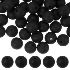 60Pcs Silicone Beads 9mm Bulk Beads for Keychain Making Black