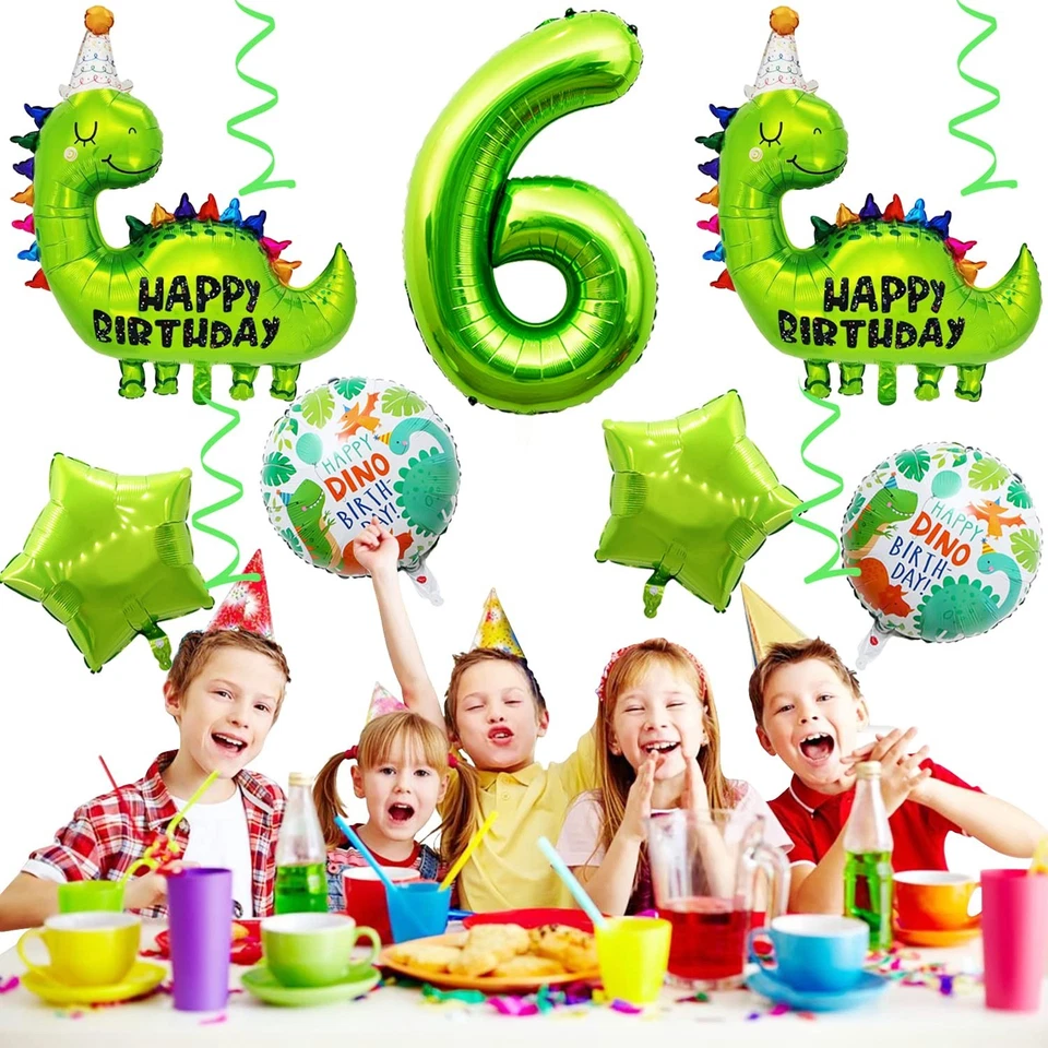 6 ans dinosaure anniversaire ballon grand mignon dinosaure alliage d'aluminiu... - Photo 3/4