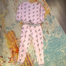 Disney Mickey Mouse Pink 2-Piece Pajama Set Long Sleeve Elastic Waist M