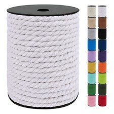 Natural Cotton Macrame Cord Rope Yarn 3 Strand Twisted Craft White 8mm 131 Ft