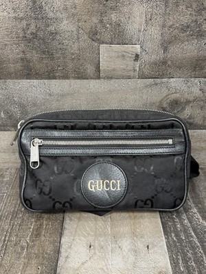 Gucci “Off The Grid” GG Logo Black/ Gold Nylon Belt Bag (631341