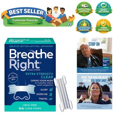 Nasal Strips | Extra Strength | Clear | For Sensitive Skin I Drug-Free Snorin...