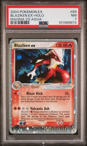 2004 POKEMON EX TEAM MAGMA VS TEAM AQUA #89 BLAZIKEN EX-HOLO PSA 7