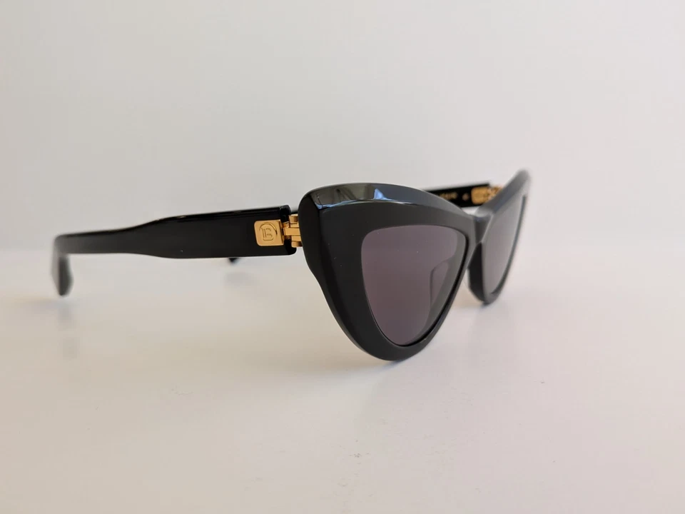 NUEVO EN CAJA Gafas de sol Balmain Jolie 54 mm Ojo de Gato Acetato Negro Hecho en Japón Foto 4 de 4