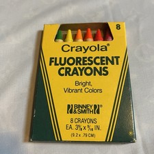 1980s Crayola Fluorescent Crayons 8 Large Multicolor Bright Vibrant Colors