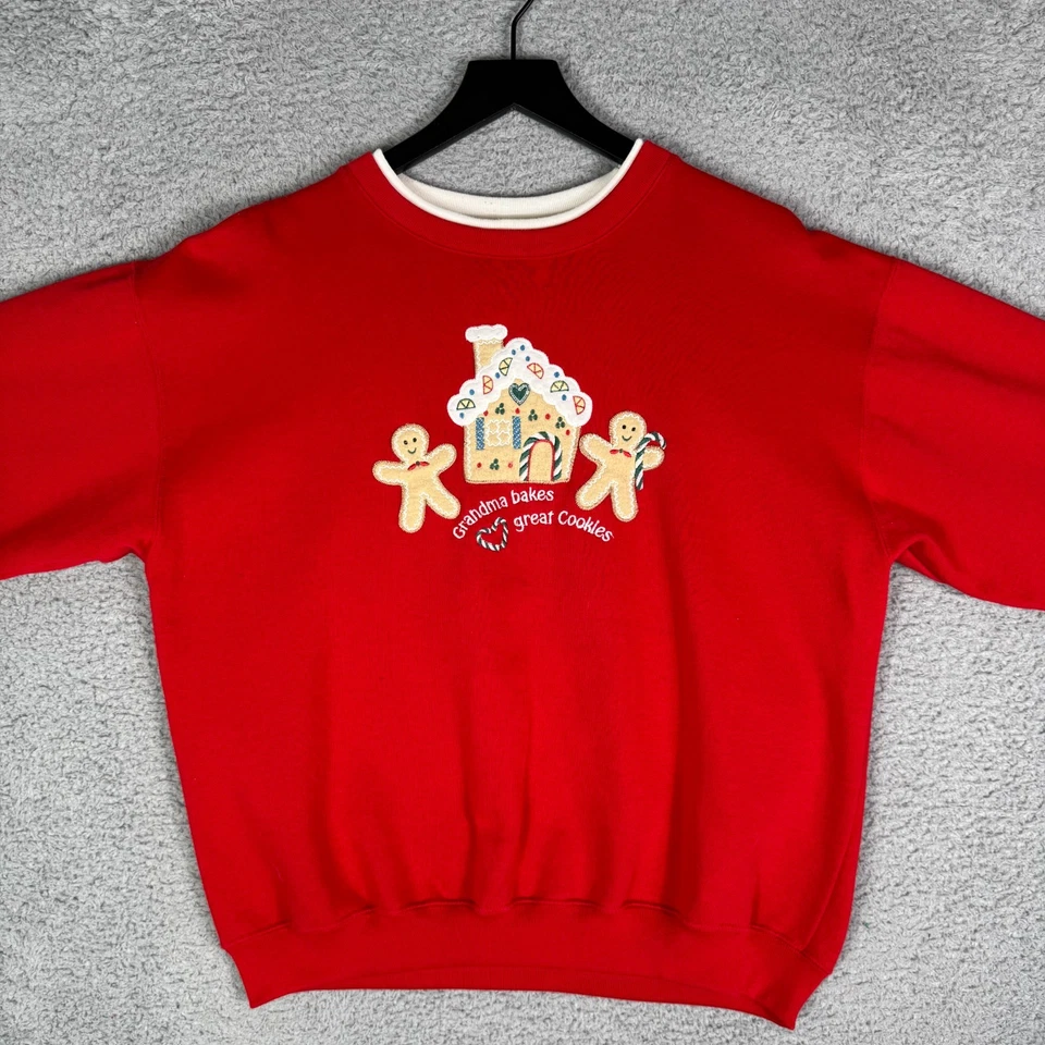 Sudadera Vintage Navidad Años 90 Pan de Jengibre Galleta Talla Grande Abuela Foto 3 de 4