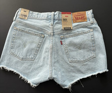Women s Levi s 501 Original High Rise Denim Shorts Light Wash Cut Off Size 30