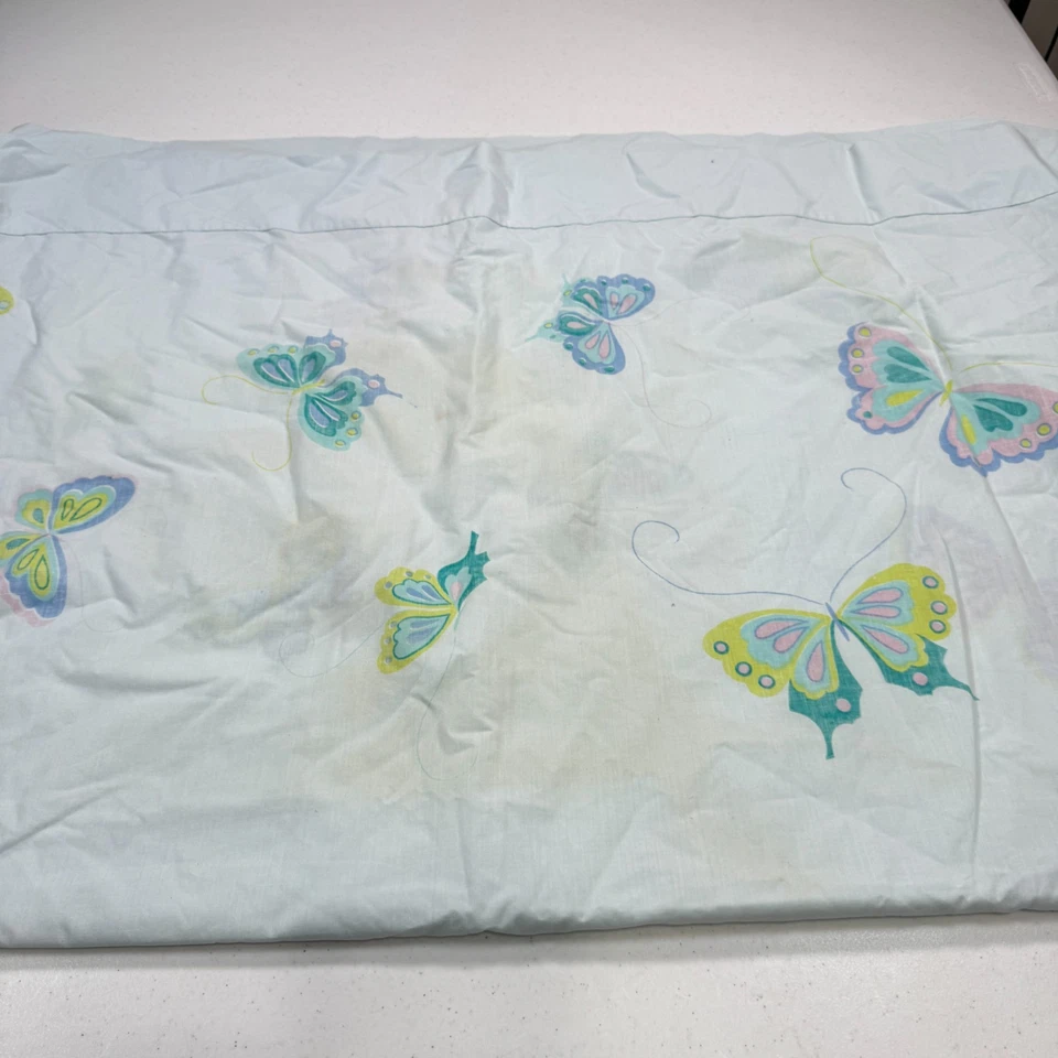 vintage martex king flat sheet blue butterflies cotton blend no iron y2k 90s - Image 3 of 4