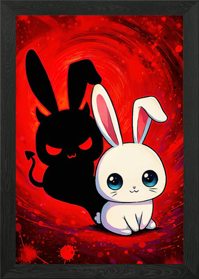 Niedlicher Hase Teufel Schatten gerahmtes Wandbild Poster Leinwanddruck Bild