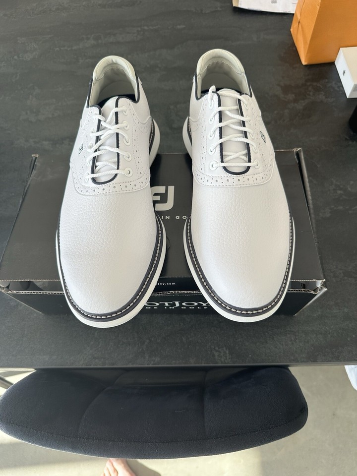 New Footjoy Traditions Golf Shoes 2024 Waterproof White Size 9.5 UK eBay