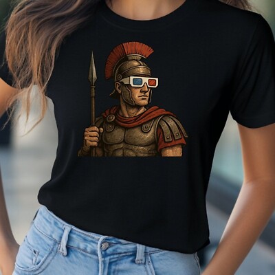 T-Shirt Frauen Römischer Soldat mit 3D-Brille Motiv Baumwolle Größe S bis 3XL