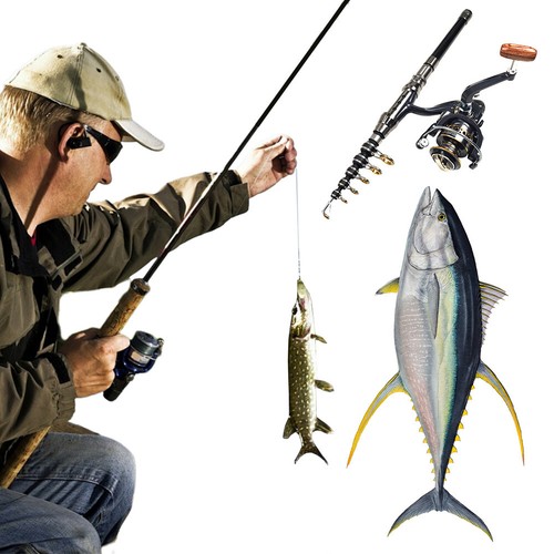 Angelruten-Set komplettes Set Teleskop-Angelrute und Angelrolle Reise-Stangen-Se - Bild 7 von 14