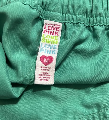 VS PINK Size M Green Swim Shorts Swimwear Bottoms Board Surf Elastic Womens - Bild 3 von 3
