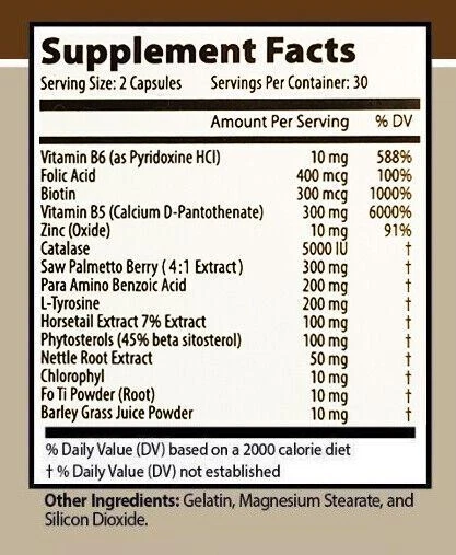 12 Pack Anti Gray Hair 7050 Restore Natural Hair Color Supplement 60 Capsules - Image 2 of 3