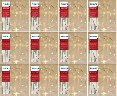 12x Philips 30ct Christmas Battery Op LED String Fairy Dewdrop Lights Warm White