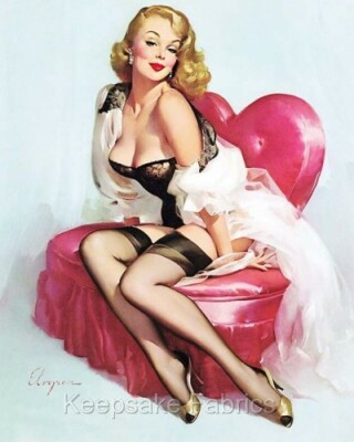 Pin Up Elvgren Valentine Doll Crazy Quilt Block Multi Sizes