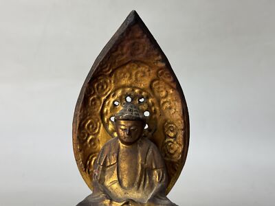 Y8764 STATUE wood carving Buddha figure figurine Japan antique