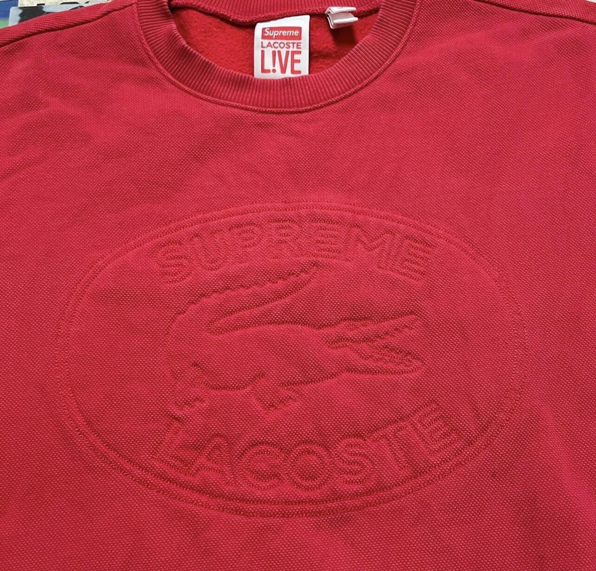 Supreme x Lacoste Pique Crewneck Sweatshirt SS17 red size medium used good Shape