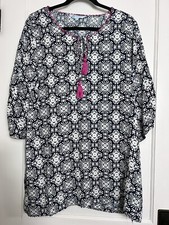 Escapada Living XL Blue Floral Rayon 3/4 Sleeve Swim Cover Shift Dress