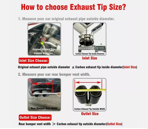 2PCS Fits Akrapovic Real Carbon Fiber 2.5" ID Car Exhaust Tip Dual Pipes End - Picture 3 of 8