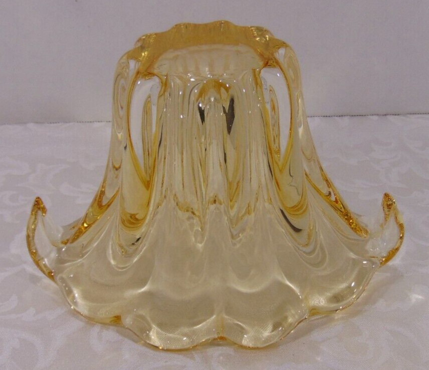 Vintage Murano Style Honey Gold Waterfall/Fan Art Glass Vase/Bowl