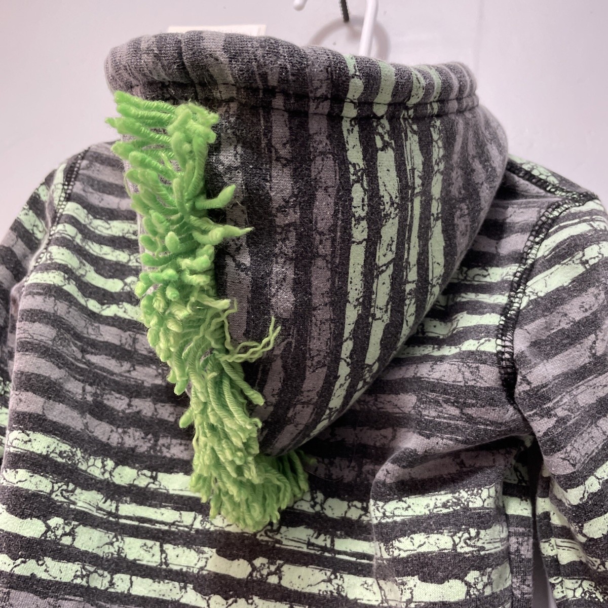 SK2 Baby Skull Green Striped Mohawk Zip Up Sweatshirt toddlers