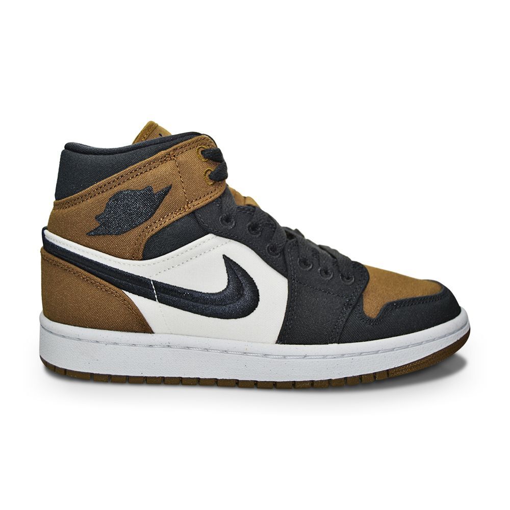 Кроссовки Nike Air Jordan 1 Mid SE UK 5, 5,5, 7 DV0427 301 Светло-оливковый, черный, парусно-белый