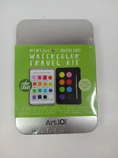 New Art 101 Mini Travel Watercolor Travel Kit Creative Tools w/ Metal Case