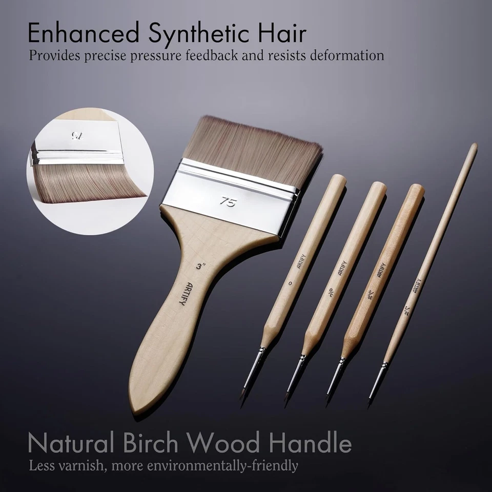 Juego de pinceles de pintura ARTIFY 30 piezas Expert, con rollo de lona y cuchillo de paleta Foto 4 de 4